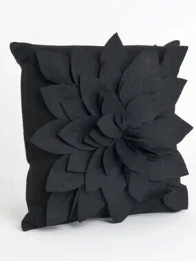 Black 3D Petals 17" Throw Pillow with Inserts